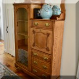 F31. Victorian oak side-by-side secretary 73”h x 44”w x 13”d 